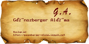 Günszberger Alóma névjegykártya